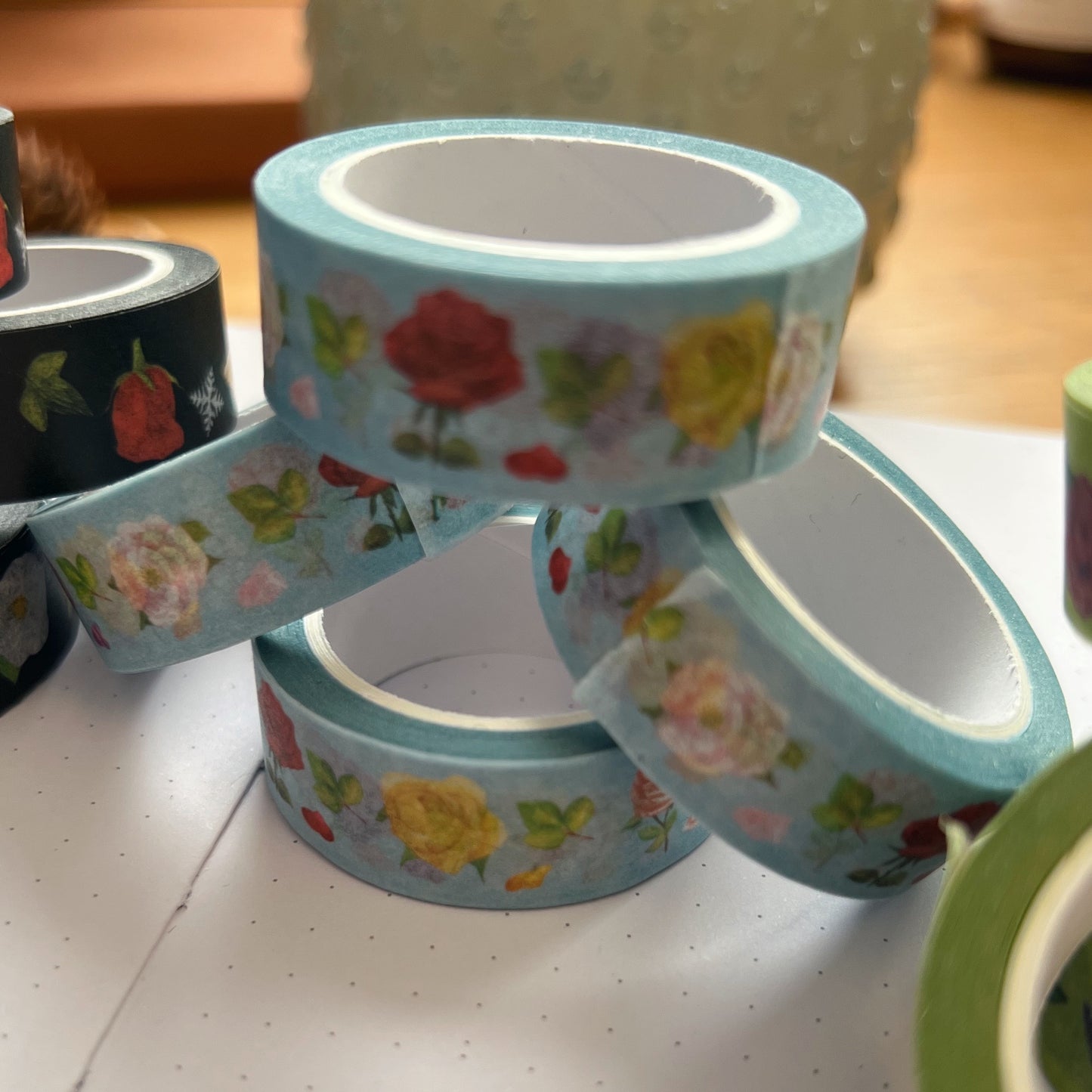 Spring Rose Garden Botanical Washi Tape | Decorative Craft Tape