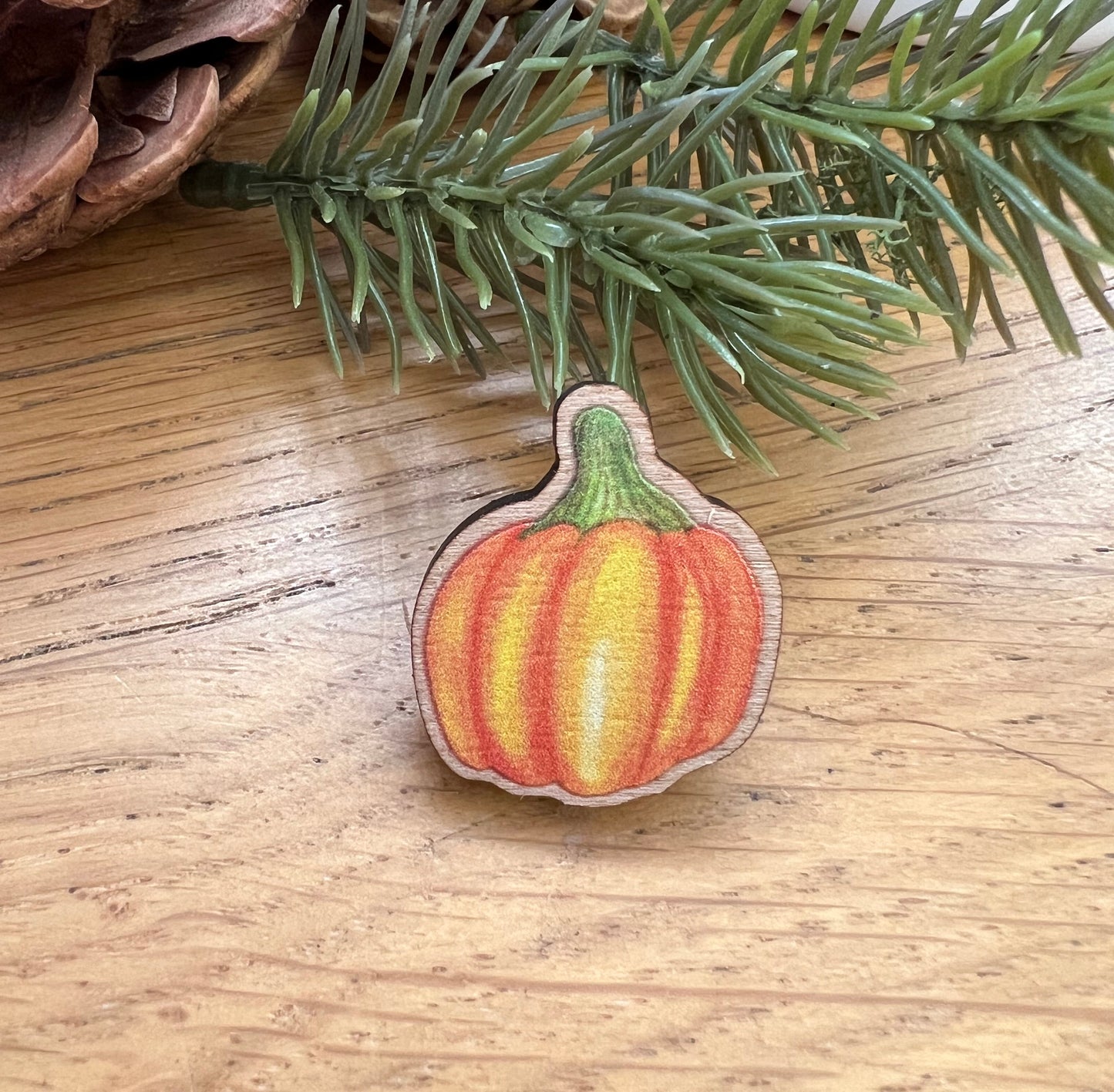 Pumpkin Wooden Pin | Eco Friendly Accessory