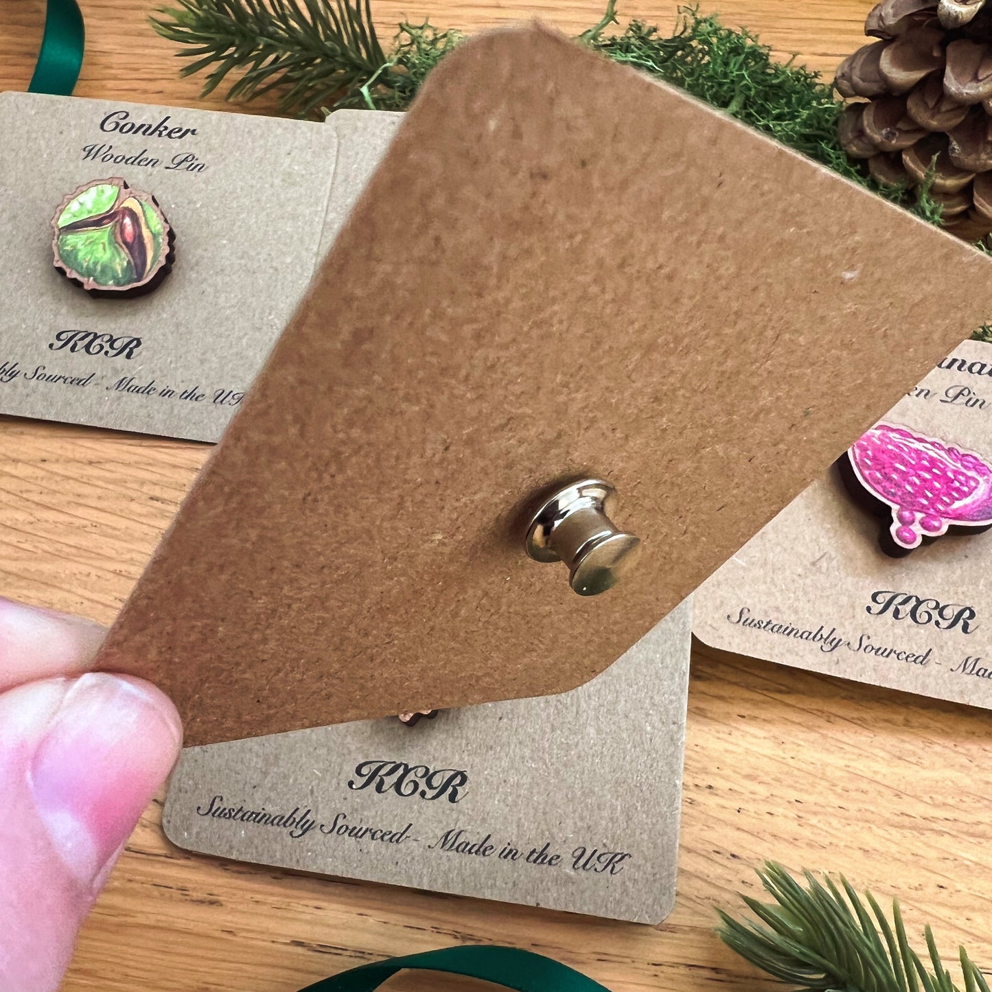 Conker Wooden Pin | Eco Friendly Nature Inspired Accessory