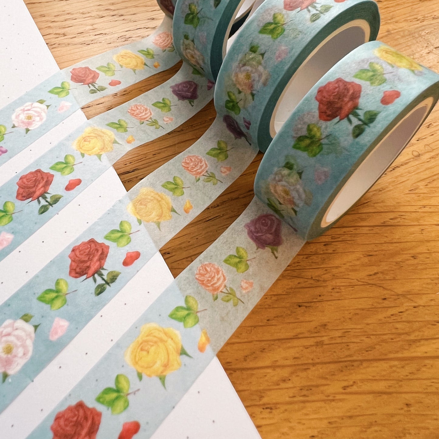 Spring Rose Garden Botanical Washi Tape | Decorative Craft Tape