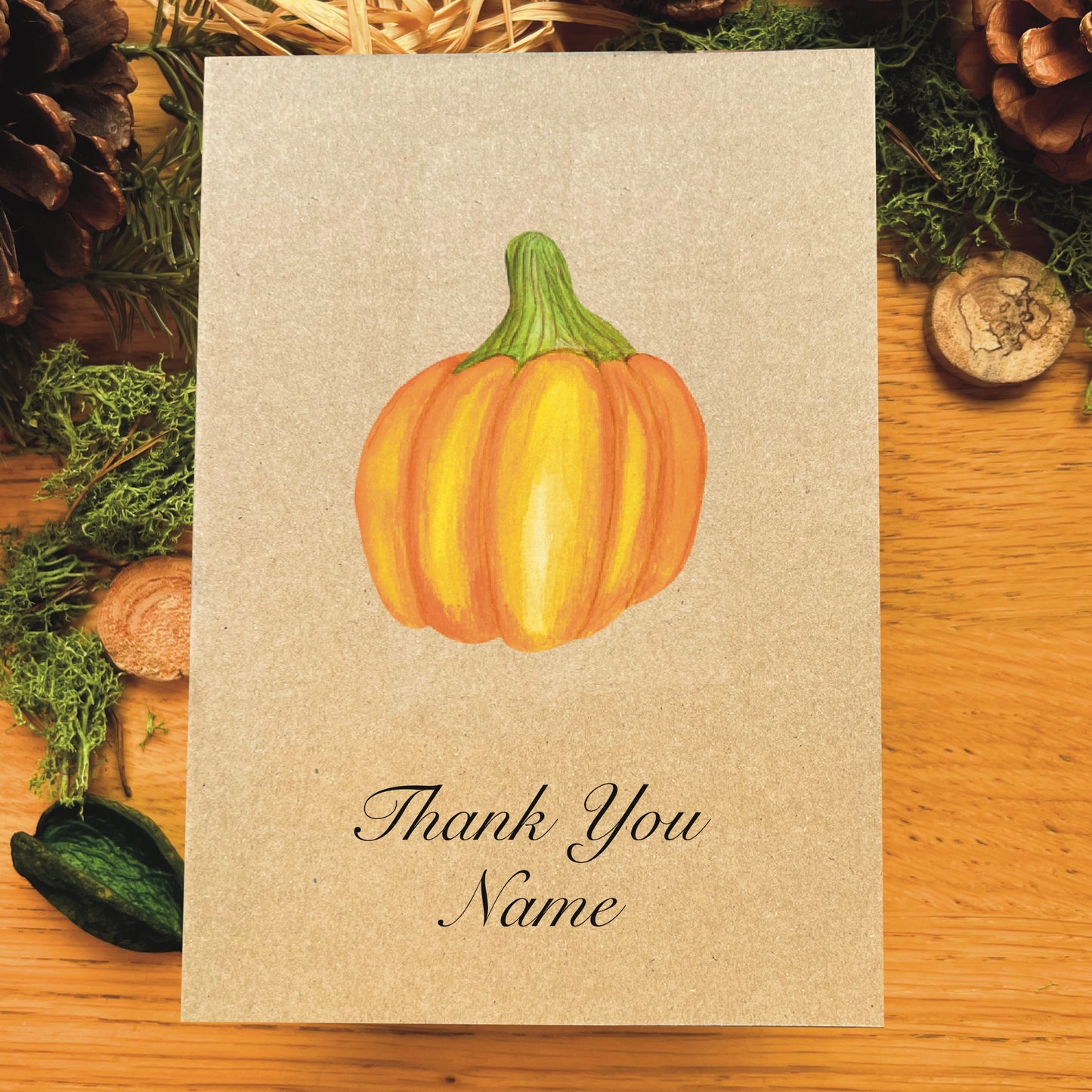 Handmade Orange Field Pumpkin Greetings Card | Personalised & Eco Friendly
