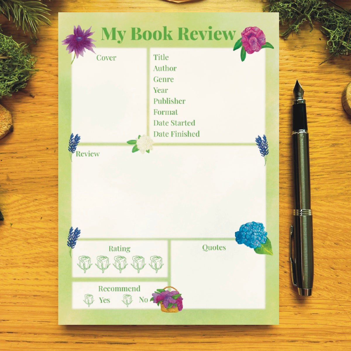 Summer Stroll Book Review Pad