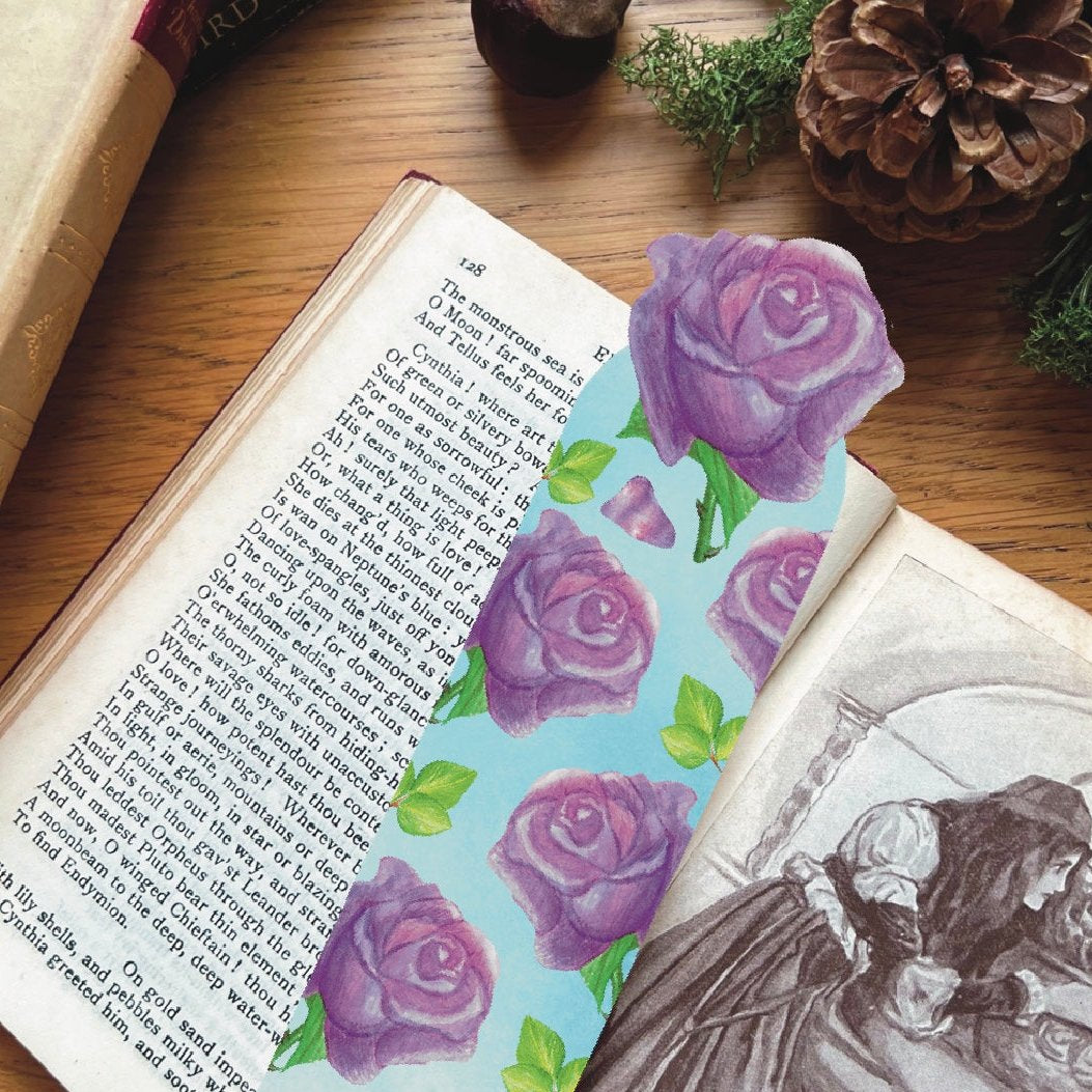 Lavender Rose Garden Botanical Bookmark | Nature Inspired