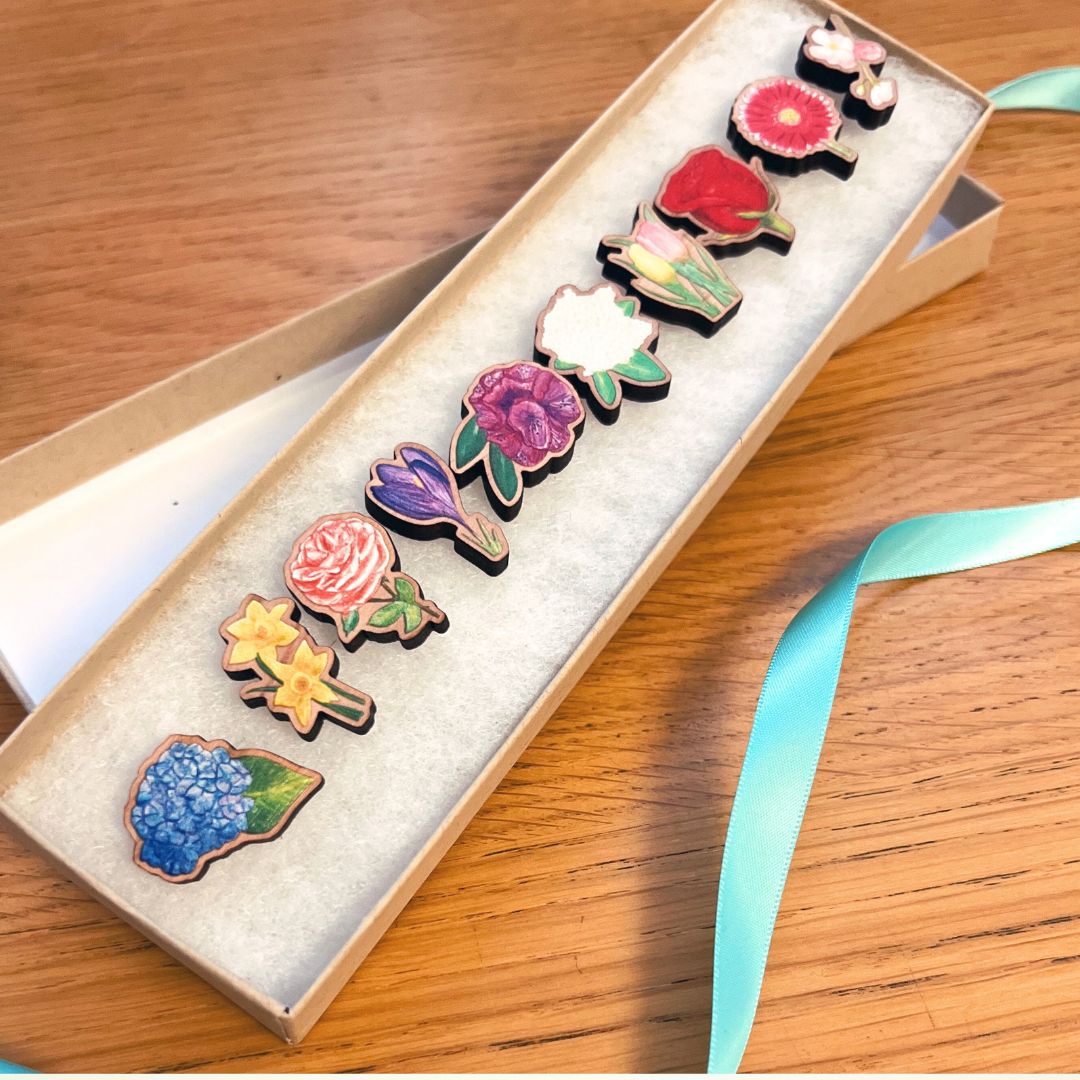 Crocus Wooden Pin | Eco Friendly Nature Inspired Accessory