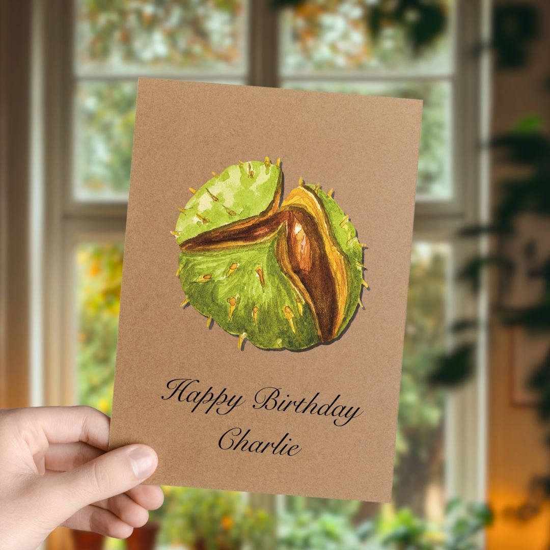 Handmade Conker Greetings Card | Personalised & Eco Friendly