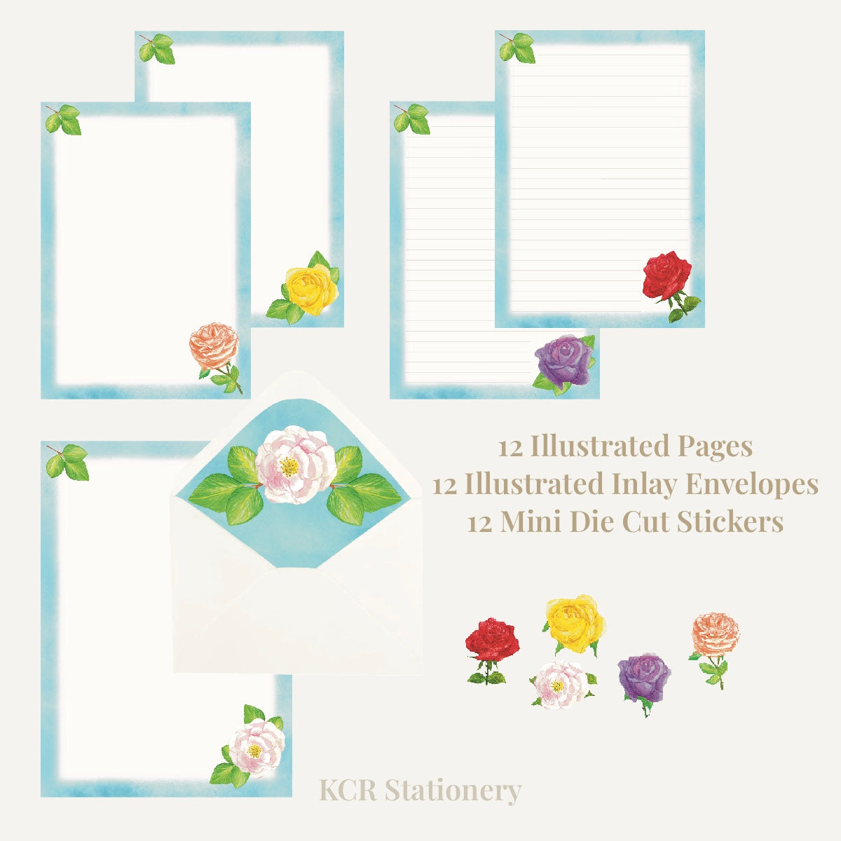Elegant Rose Letter Writing Set – Timeless Stationery Gift Box
