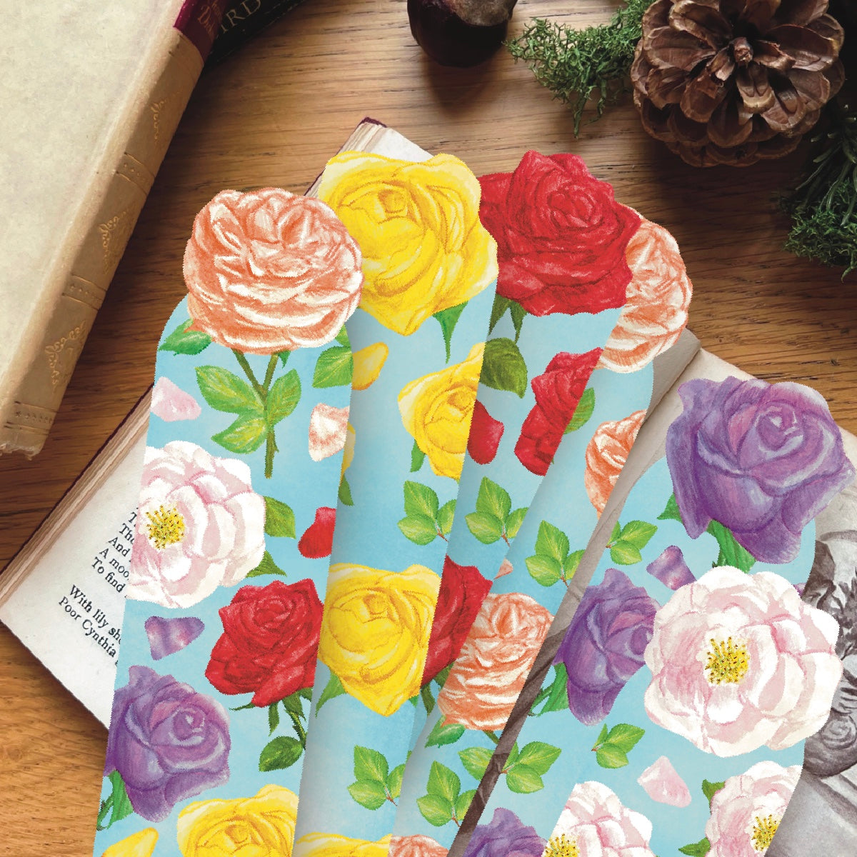 Red Rose Garden Botanical Bookmark | Nature Inspired