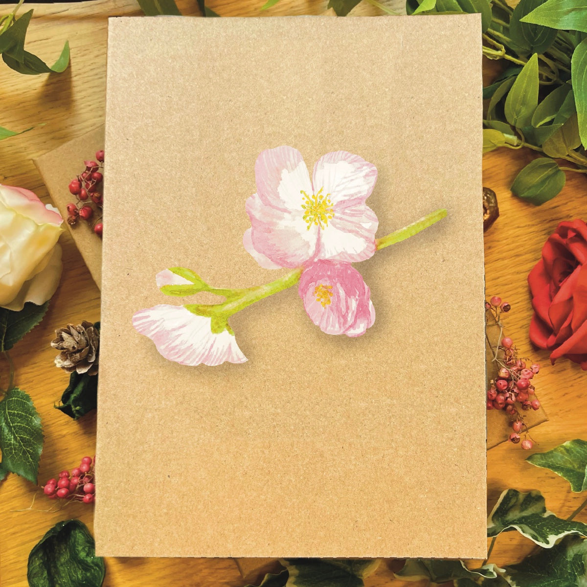 Handmade Cherry Blossom Greetings Card | Floral, Personalised & Eco Friendly