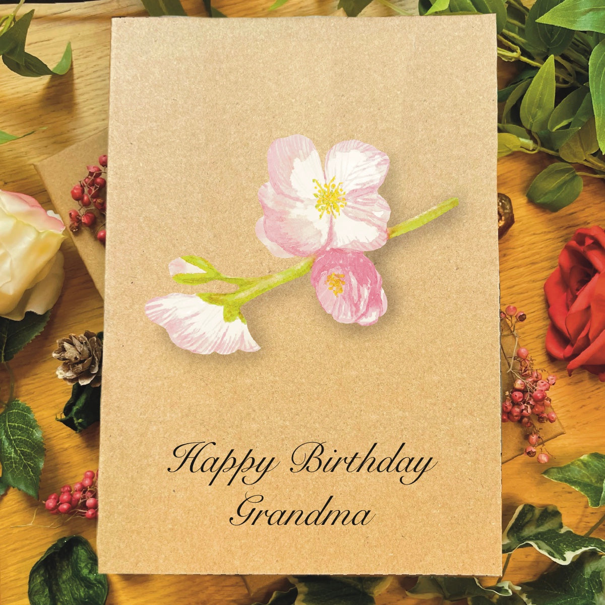 Handmade Cherry Blossom Greetings Card | Floral, Personalised & Eco Friendly