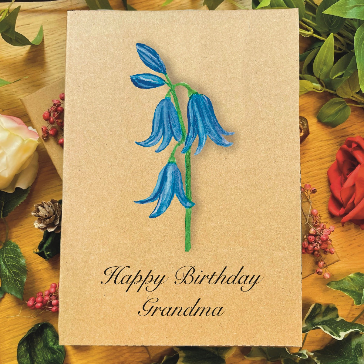 Handmade Bluebells Greetings Card | Floral Personalised & Eco Friendly