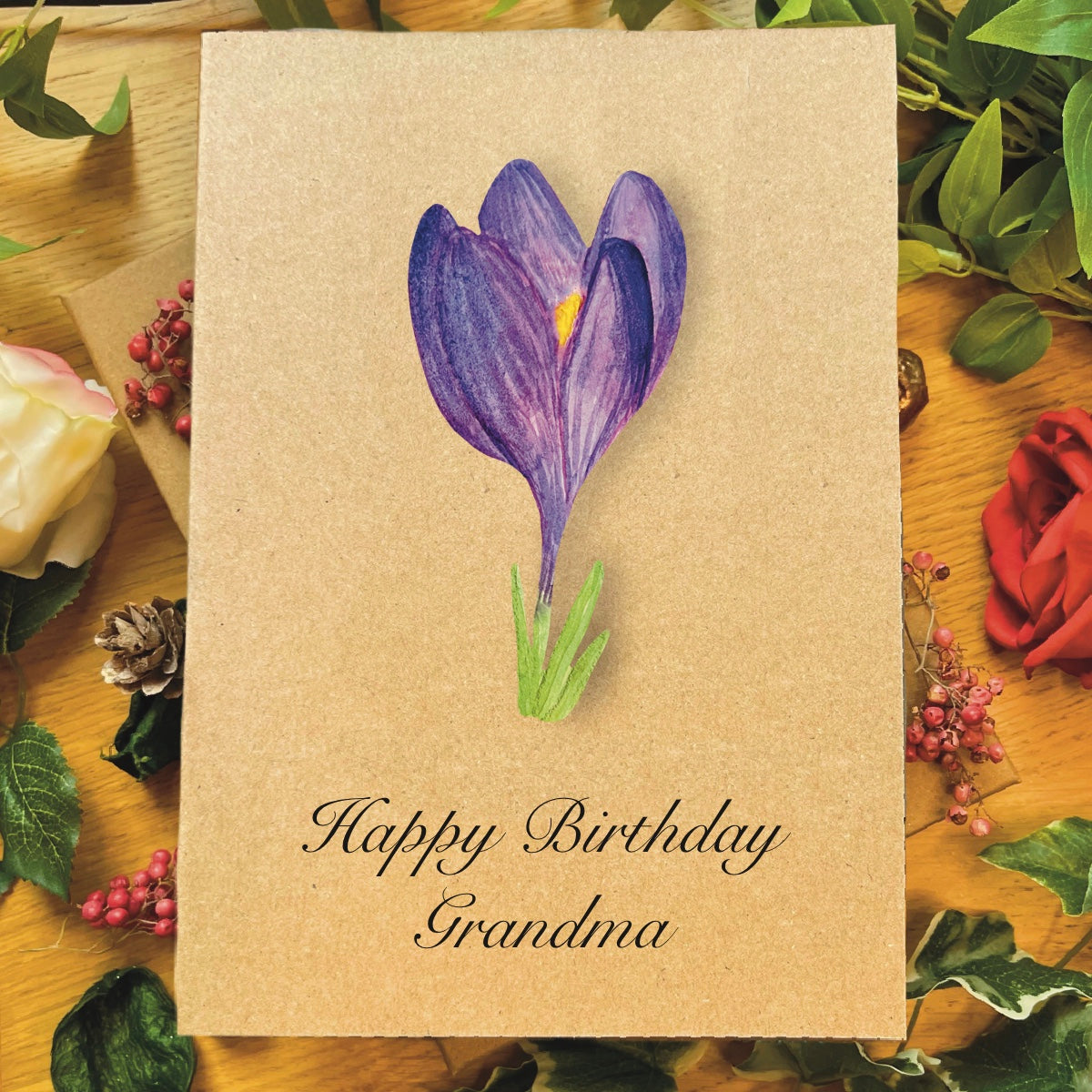 Handmade Crocus Greetings Card | Floral Personalised & Eco Friendly