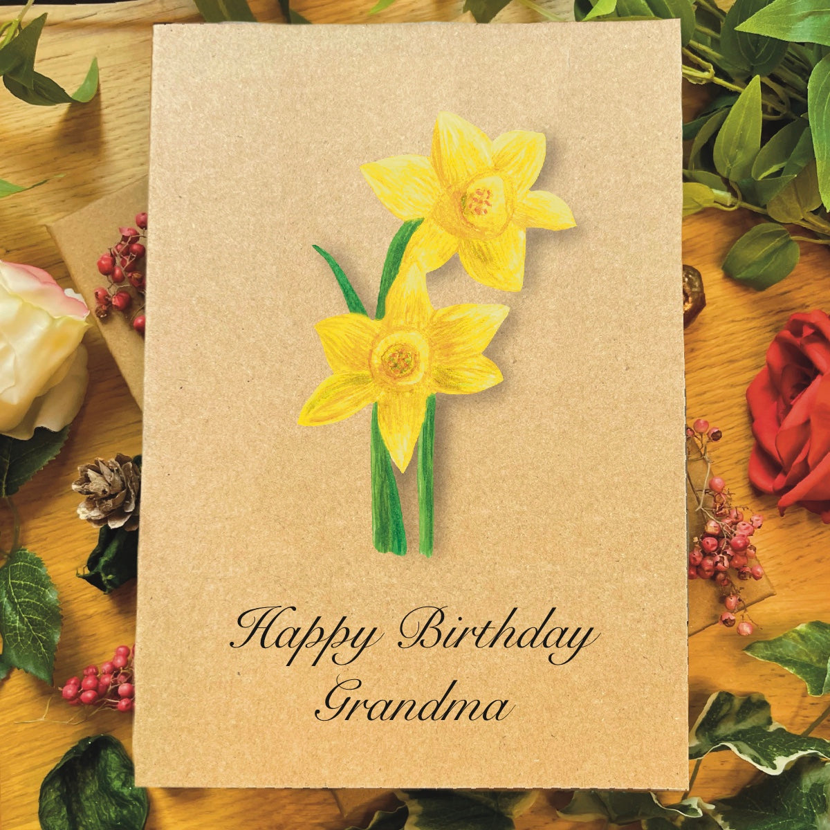 Handmade Daffodil Greetings Card | Floral Personalised & Eco Friendly