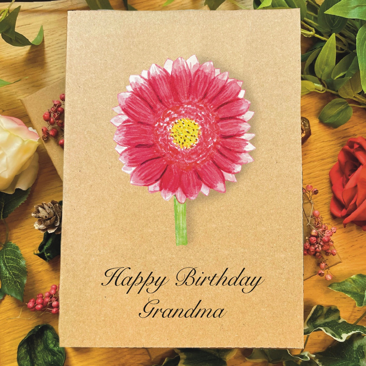 Handmade Gerbera Greetings Card | Floral, Personalised and Eco Friendly