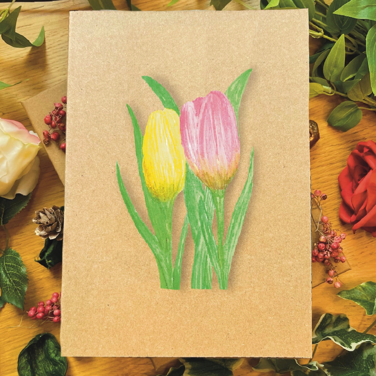 Handmade Tulips Greetings Card | Personalised & Eco Friendly