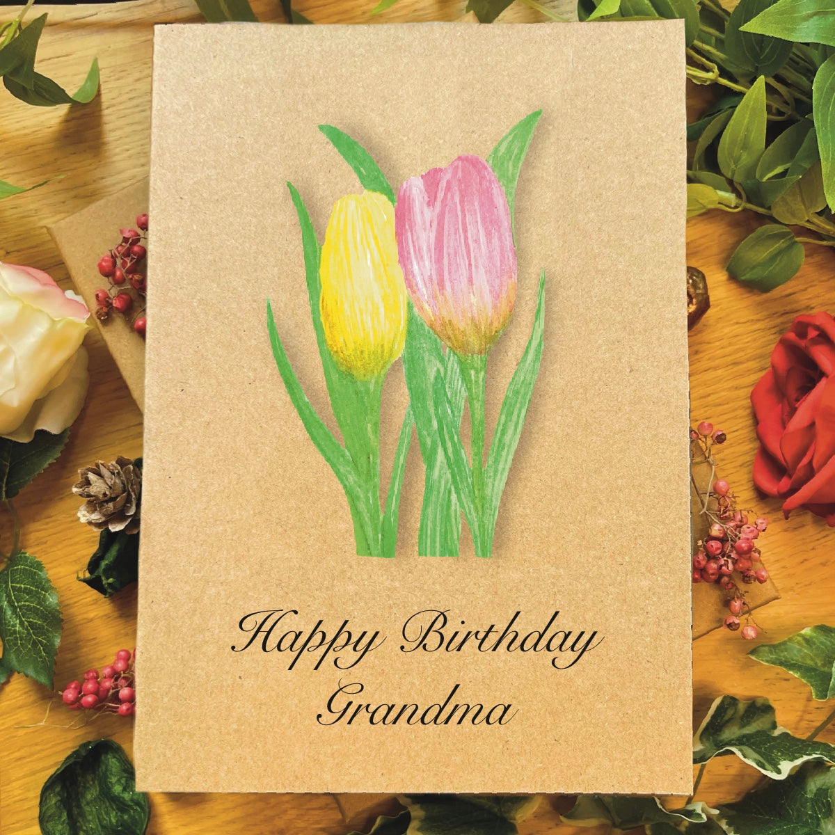 Handmade Tulips Greetings Card | Personalised & Eco Friendly