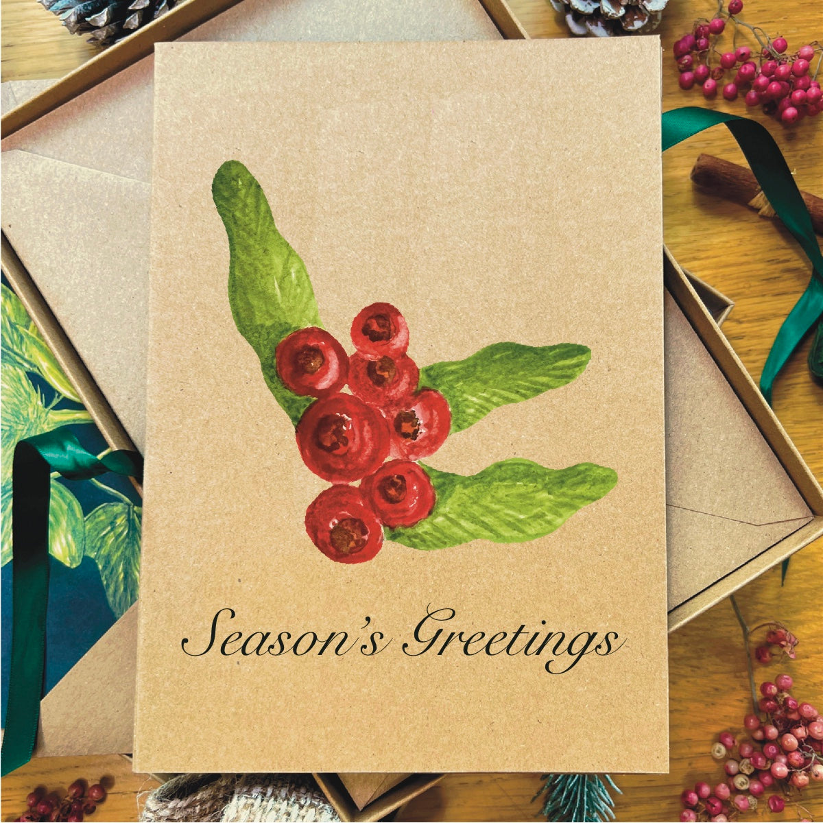 Handmade Rowan Berries Greeting Card | Botanical, Personalised & Eco Friendly