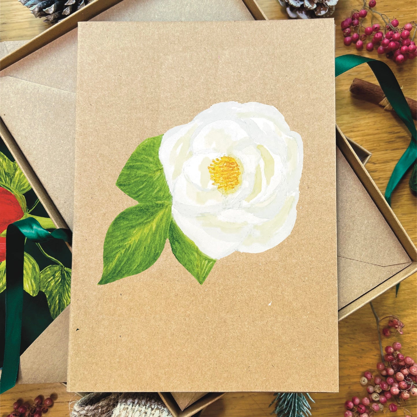 Handmade White Rose Greetings Card | Personalised & Eco Friendly