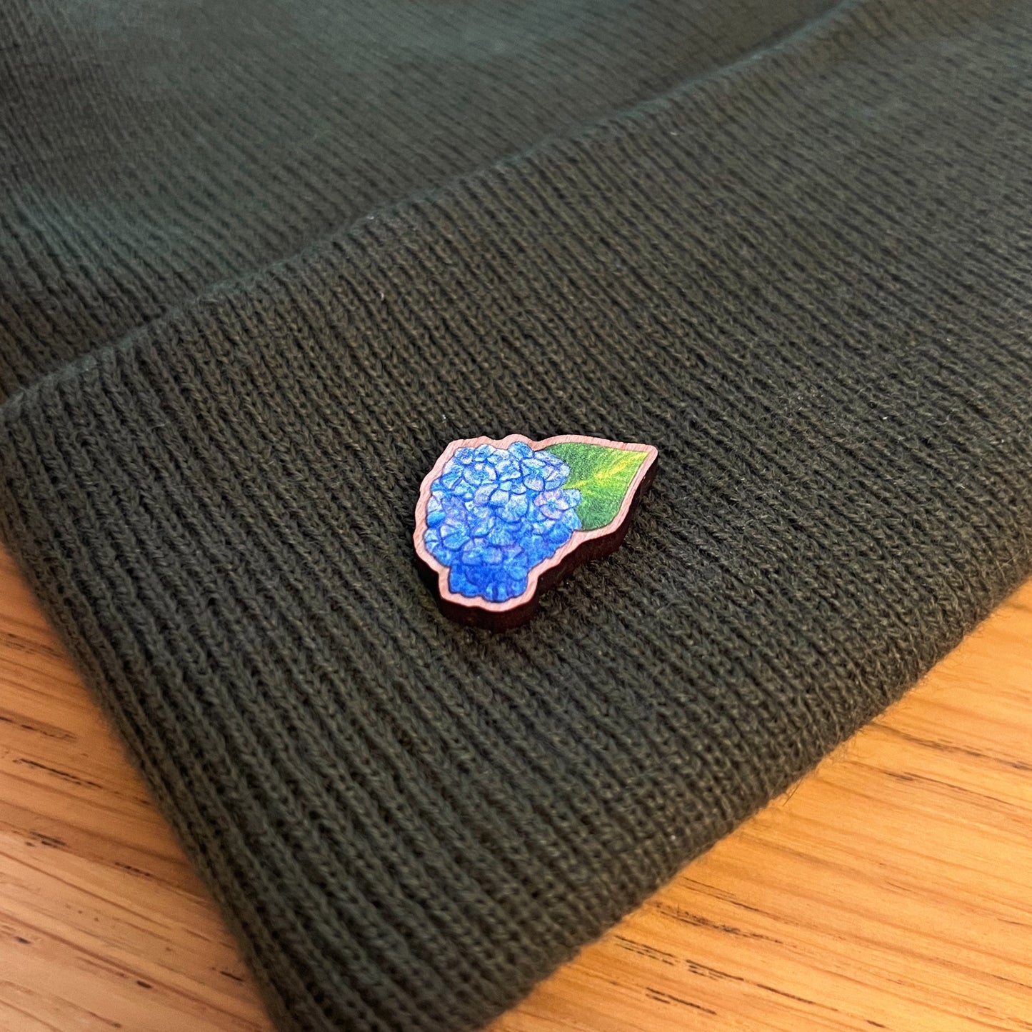 Hydrangea Wooden Pin | Eco Friendly Nature Inspired Accessory