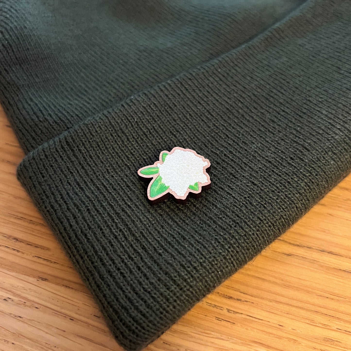 Elderflower Wooden Pin | Eco Friendly Nature Inspired Accessory