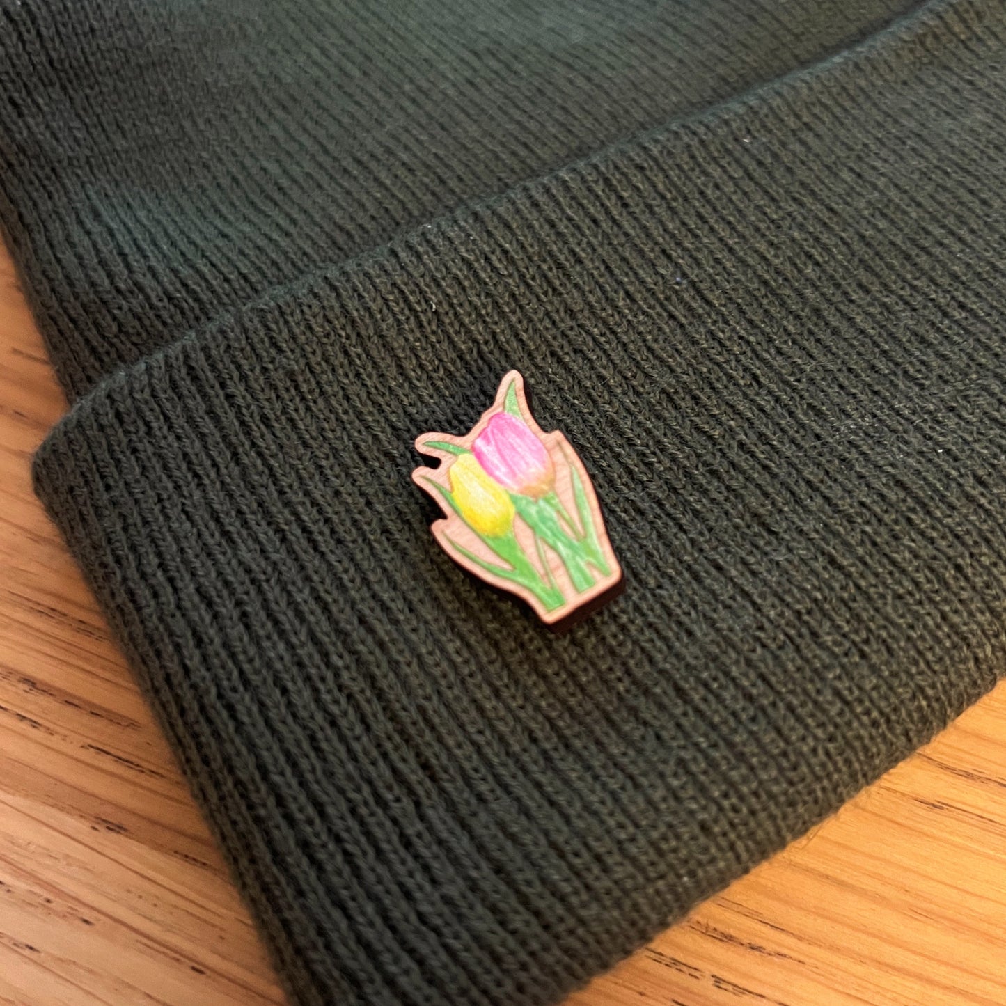 Tulips Wooden Pin | Eco Friendly Nature Inspired Accessory