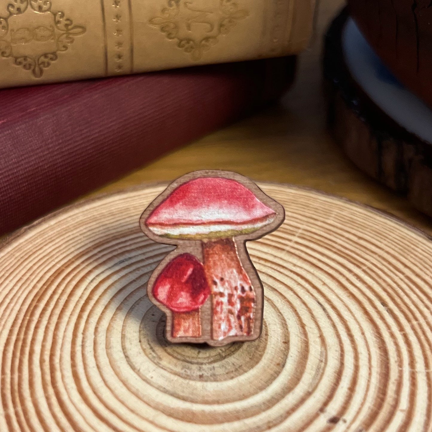 Penny Bun Mushroom Wooden Pin | Eco Friendly Accessory
