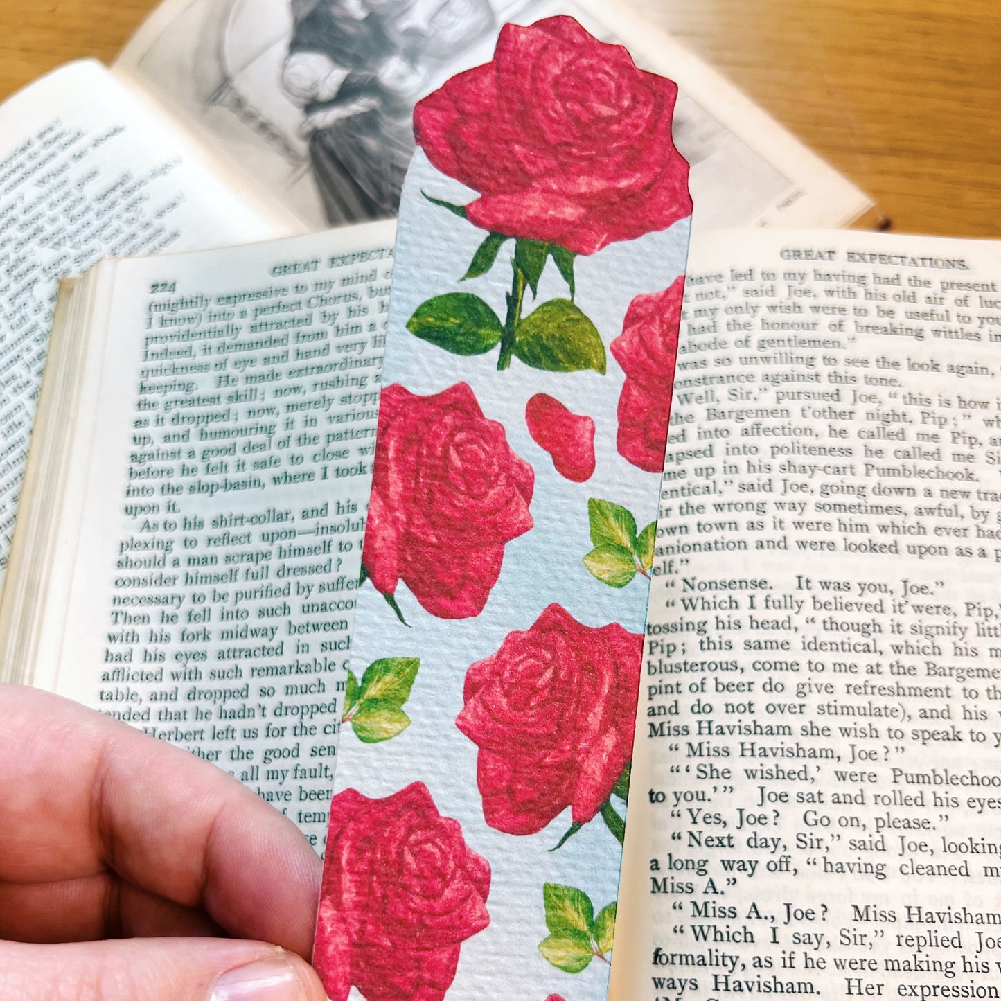 Red Rose Garden Botanical Bookmark | Nature Inspired