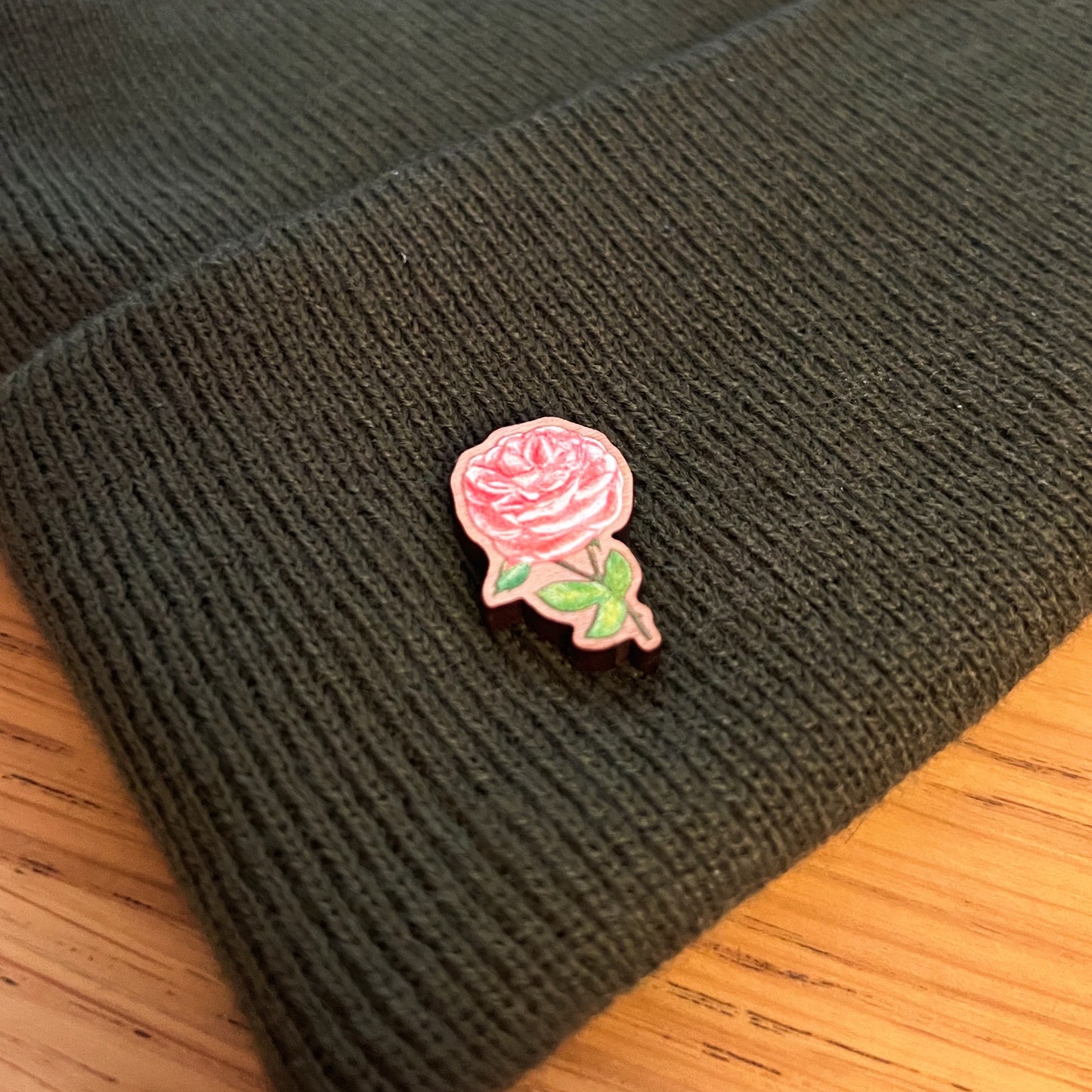 Peach Rose Wooden Pin | Eco Friendly Nature Inspired Accessory