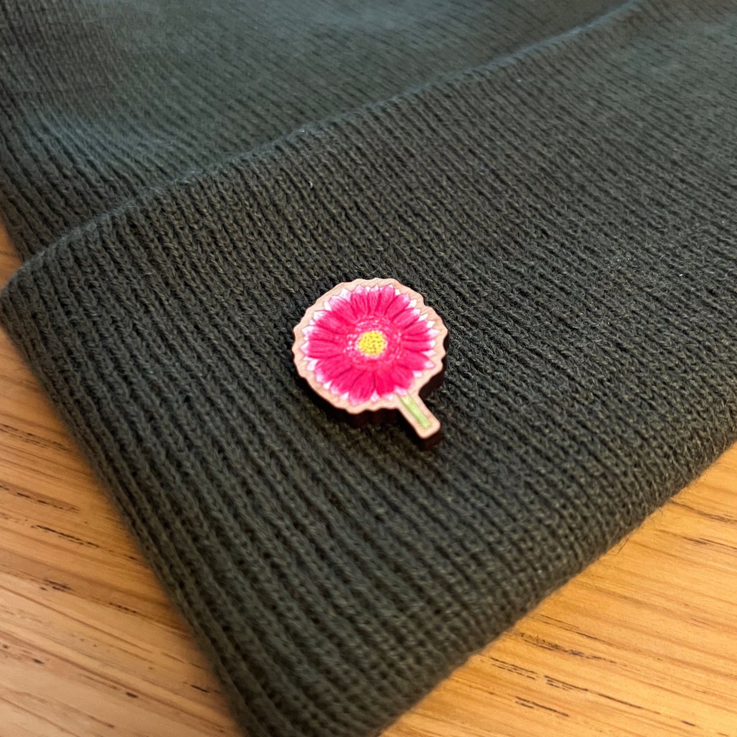 Gerbera Wooden Pin | Eco Friendly Nature Inspired Accessory