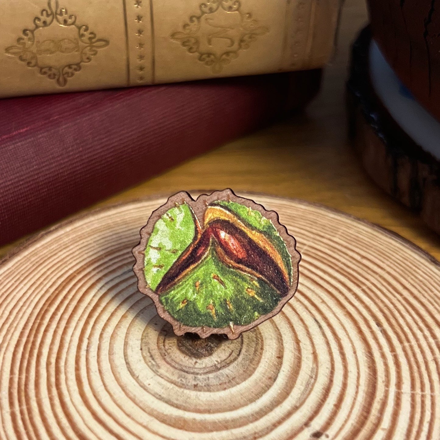 Conker Wooden Pin | Eco Friendly Nature Inspired Accessory