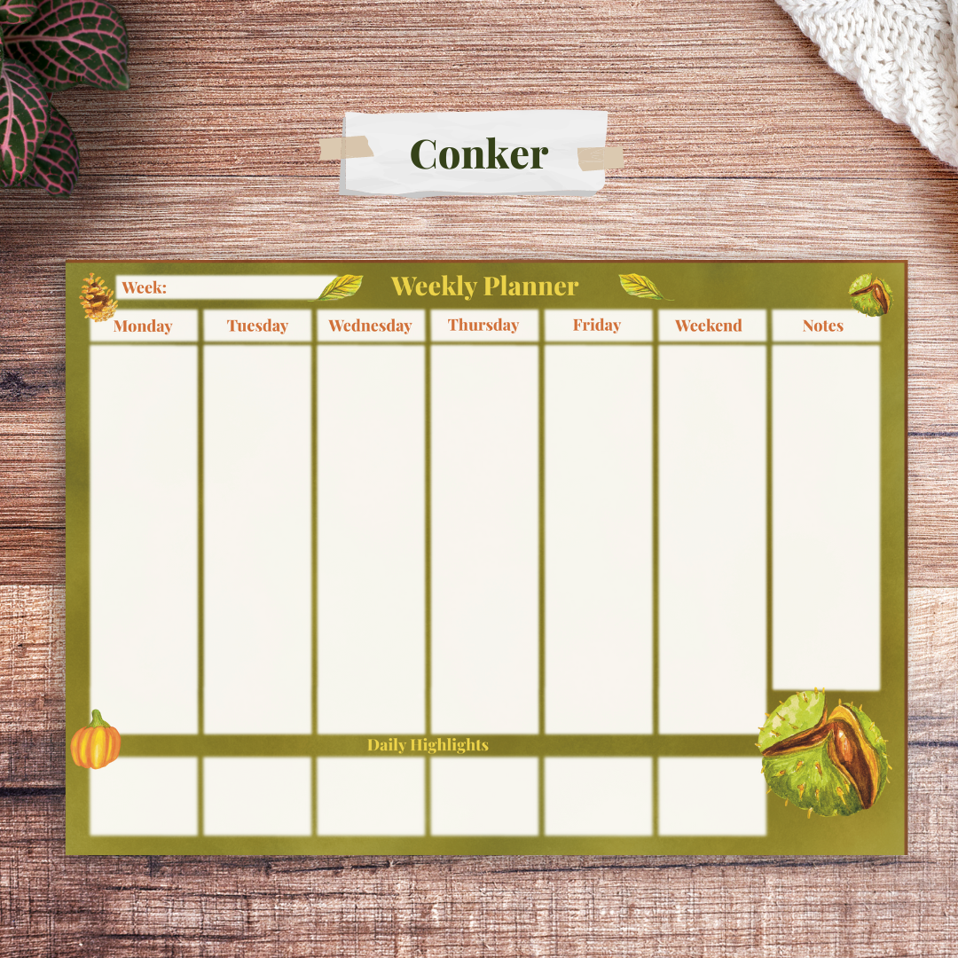 Fall Forage Weekly Planner Pad in Moss Green