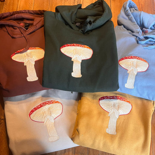Forest Forager’s Mushroom Hoodie| Embroidered Fly Agaric