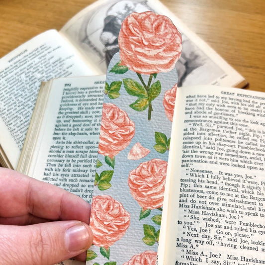 Peach Rose Garden Botanical Bookmark | Nature Inspired