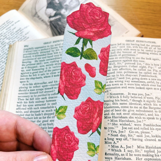 Red Rose Garden Botanical Bookmark | Nature Inspired