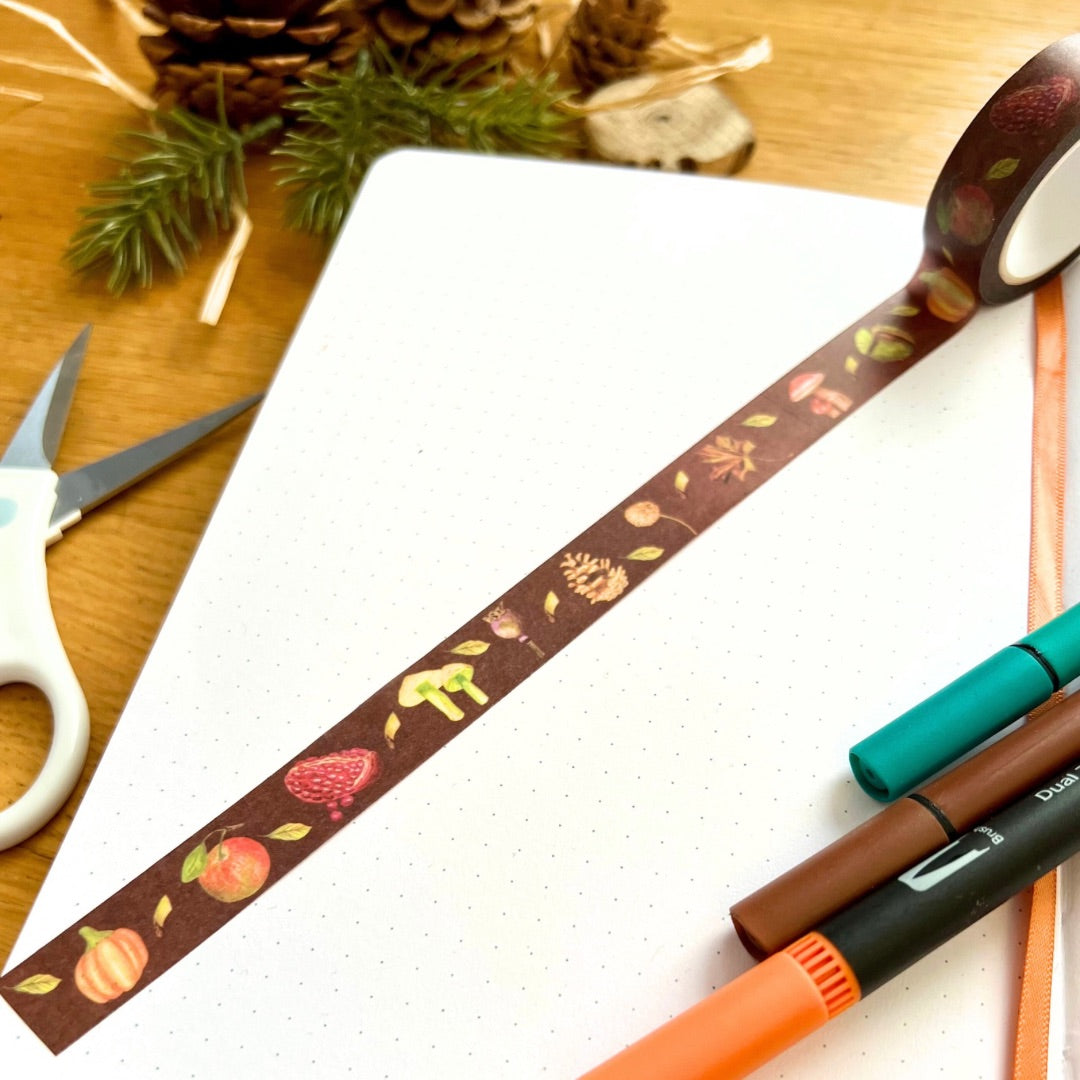 Autumn Fall Botanical Washi Tape | Decorative Craft Tape