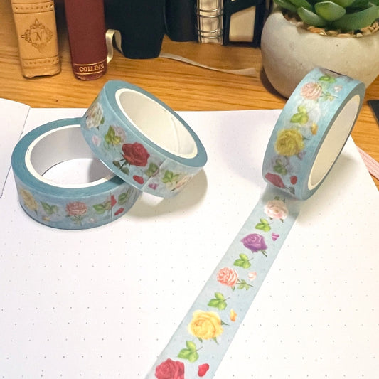 Spring Rose Garden Botanical Washi Tape | Decorative Craft Tape