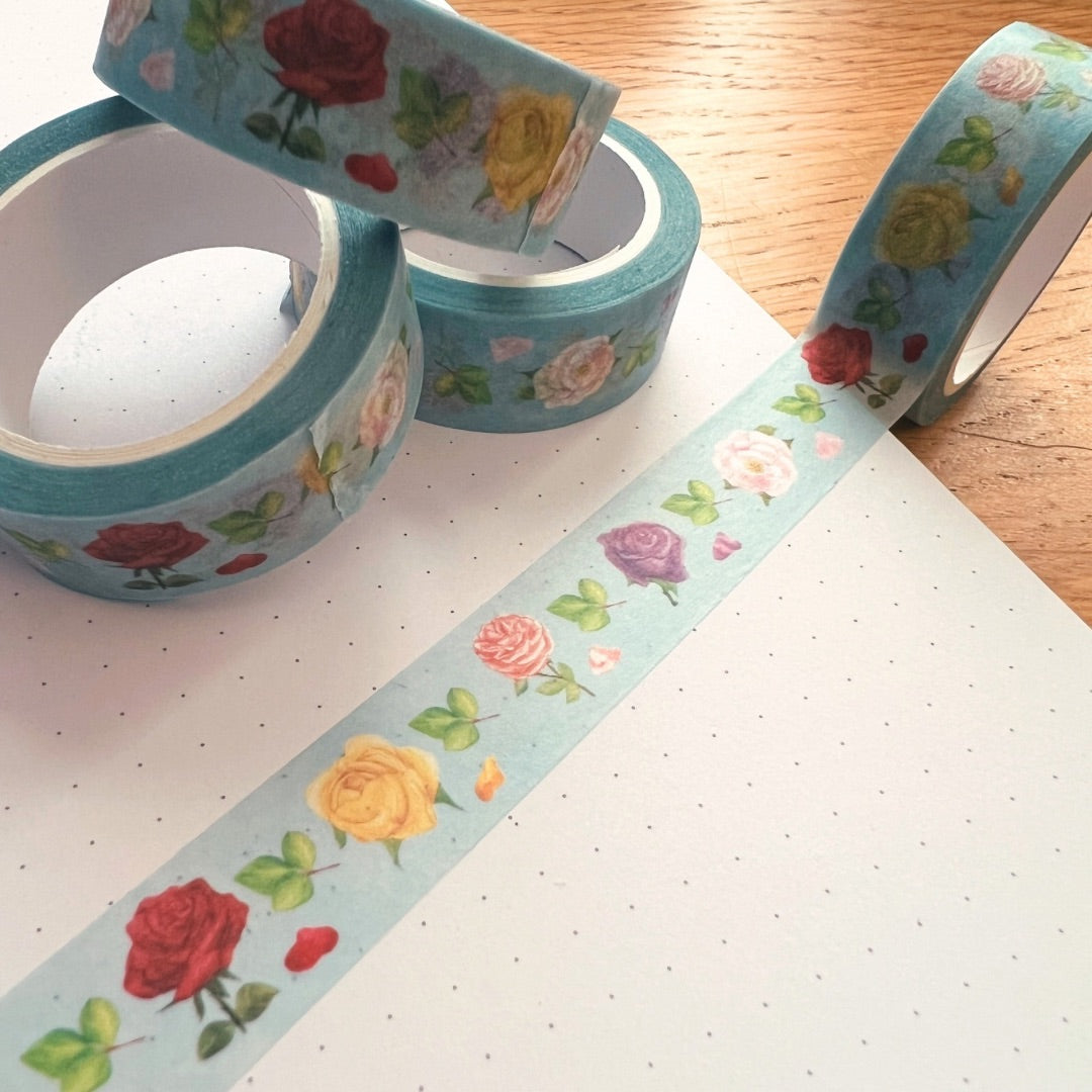 Spring Rose Garden Botanical Washi Tape | Decorative Craft Tape