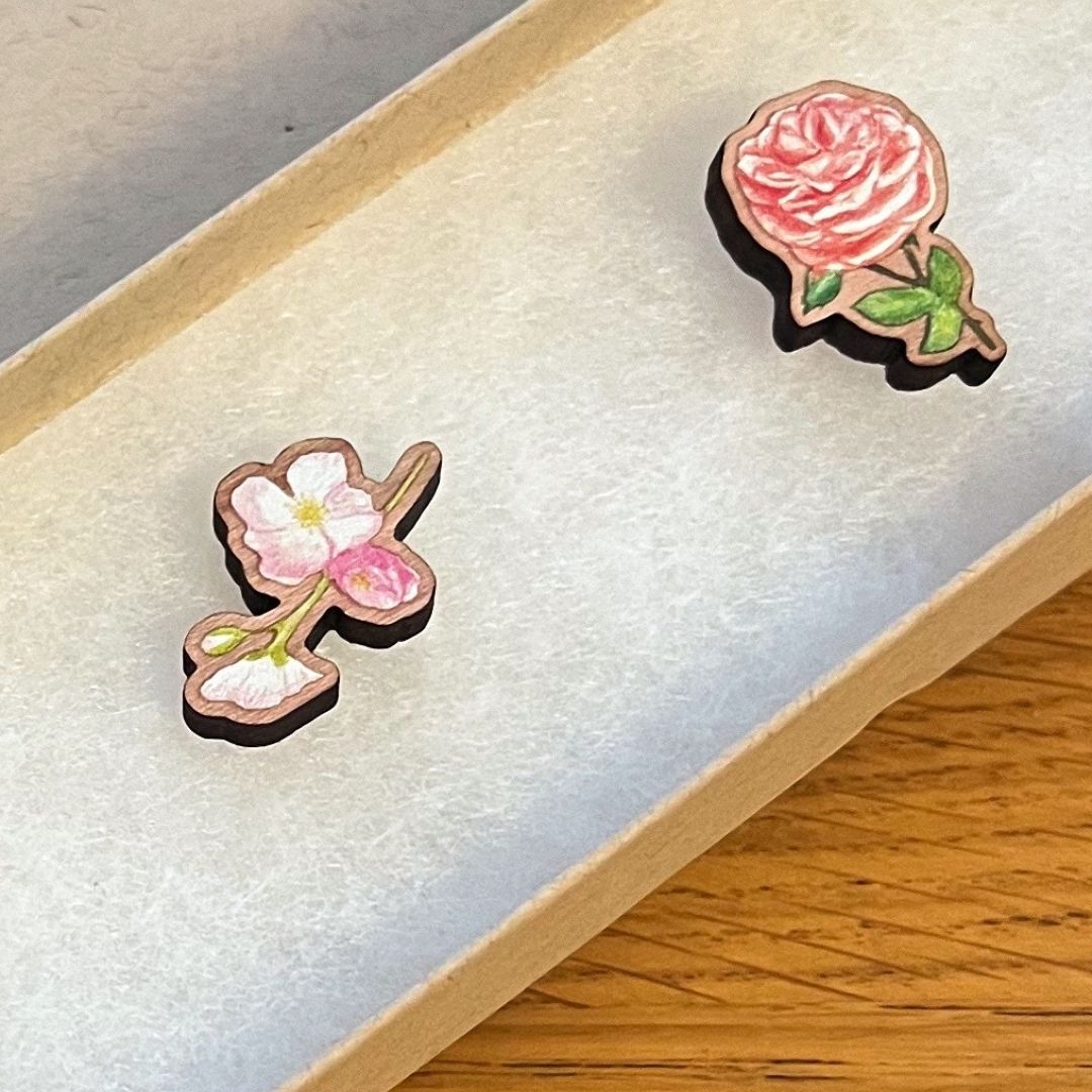 Cherry Blossom Wooden Pin | Eco Friendly Nature Inspired Accessory