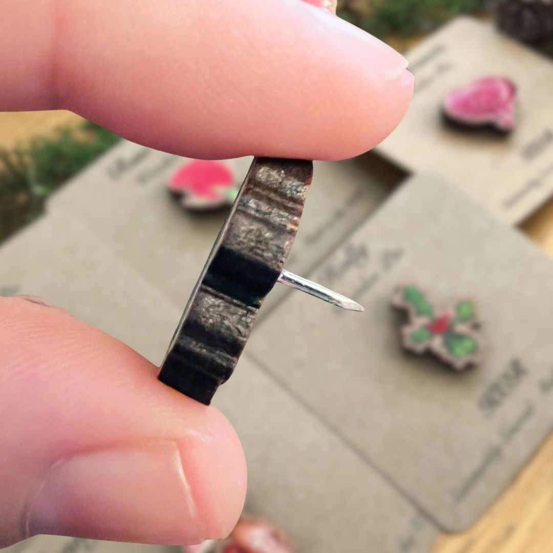 Luxury Handmade Red Rose Bud Wooden Pin | Eco-Friendly & Romantic