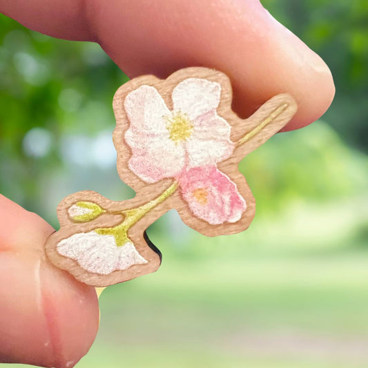 Cherry Blossom Wooden Pin | Eco Friendly Nature Inspired Accessory