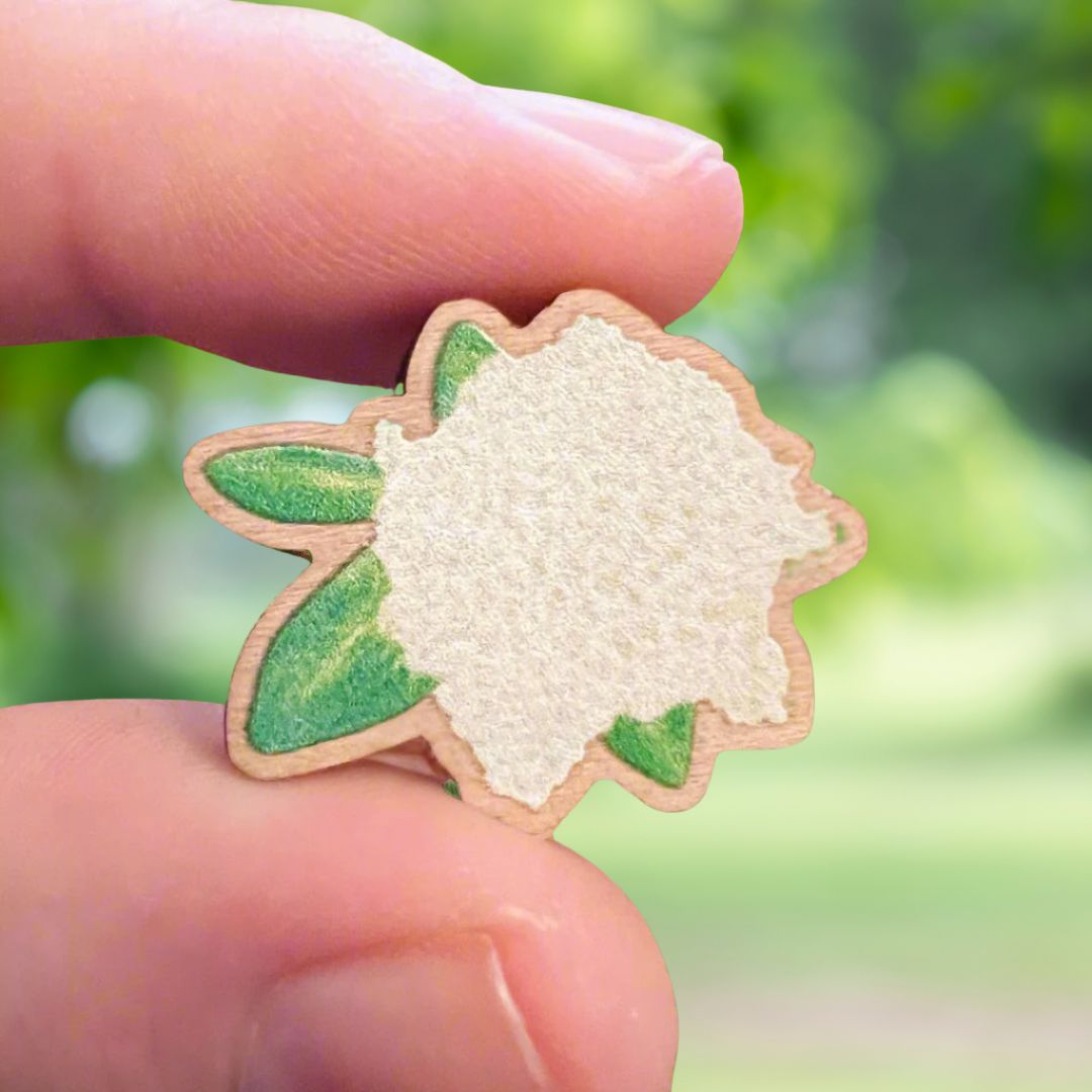Elderflower Wooden Pin | Eco Friendly Nature Inspired Accessory