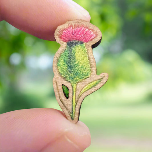 Thistle Wooden Pin | Eco Friendly Nature Inspired Accessory