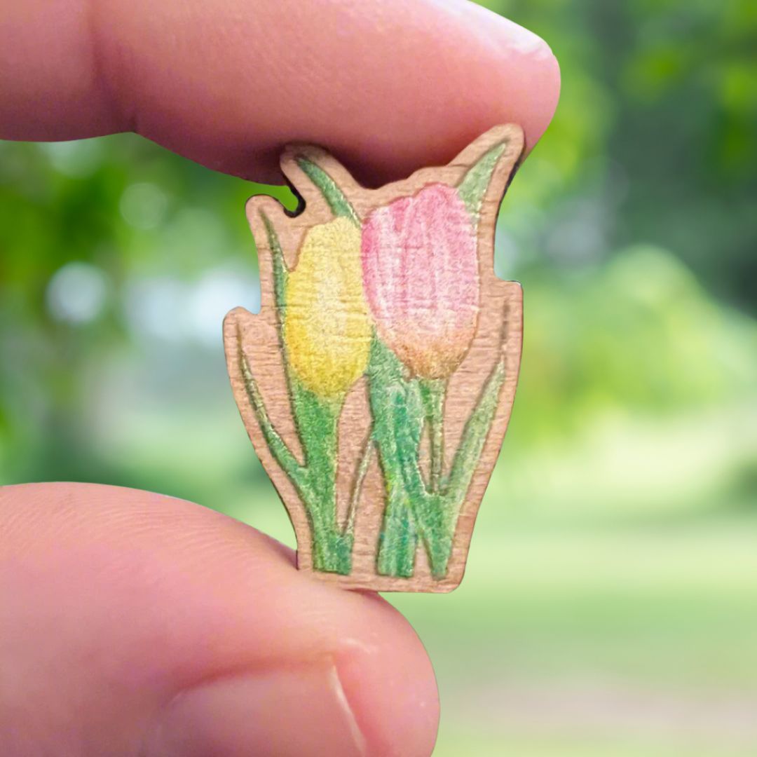 Tulips Wooden Pin | Eco Friendly Nature Inspired Accessory