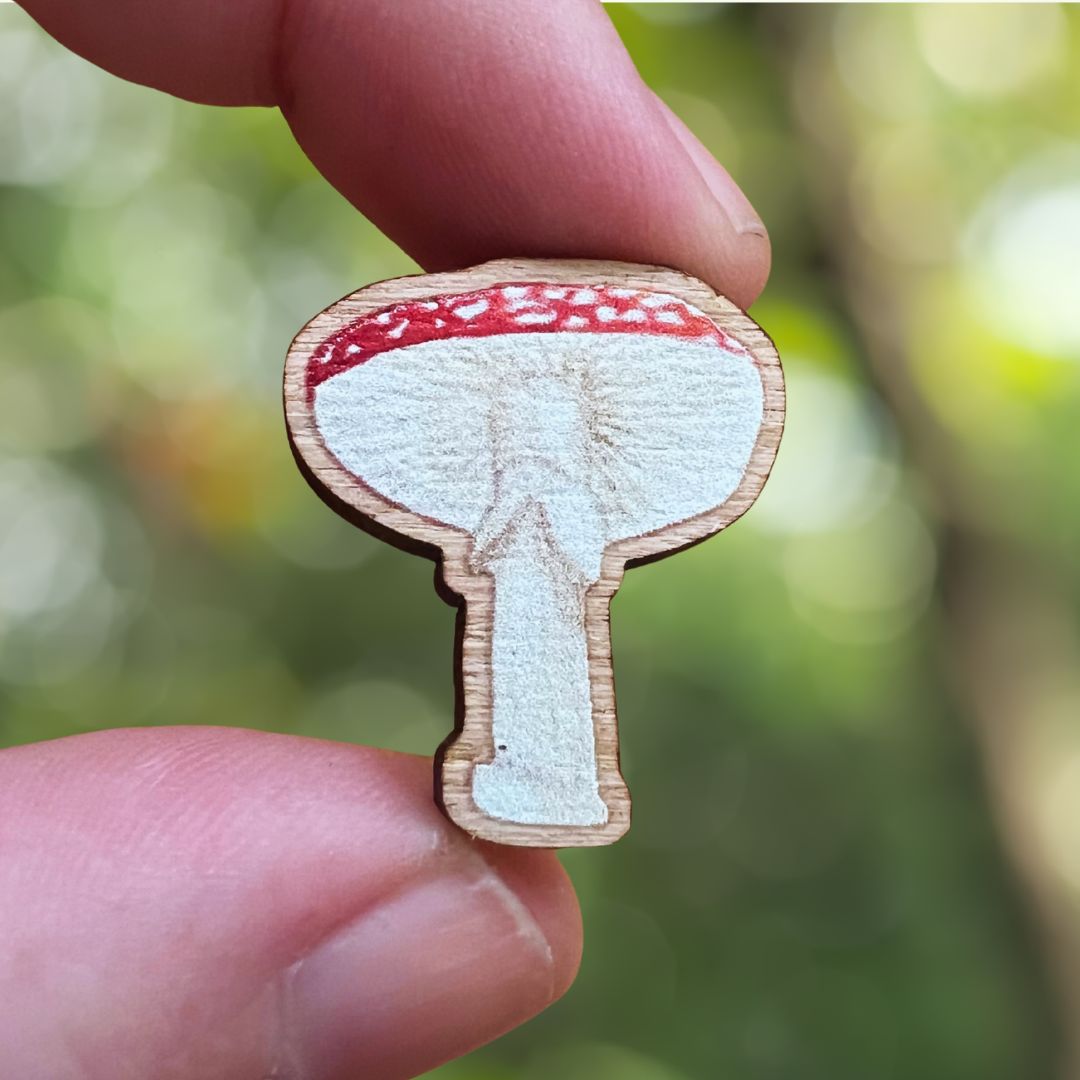 Fly Agaric Mushroom Wooden Pin | Eco Friendly Accessory
