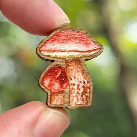 Penny Bun Mushroom Wooden Pin | Eco Friendly Accessory
