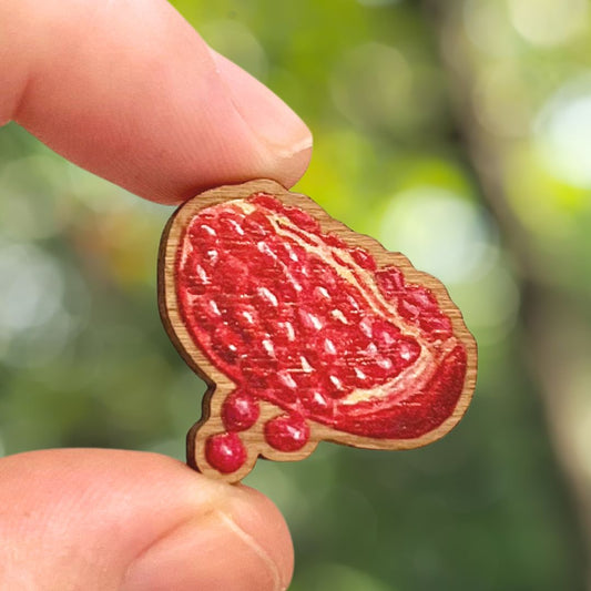 Pomegranate Wooden Pin | Eco Friendly Nature Inspired Accessory