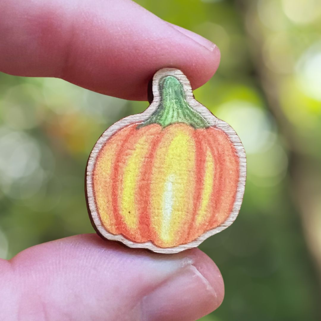 Pumpkin Wooden Pin | Eco Friendly Accessory