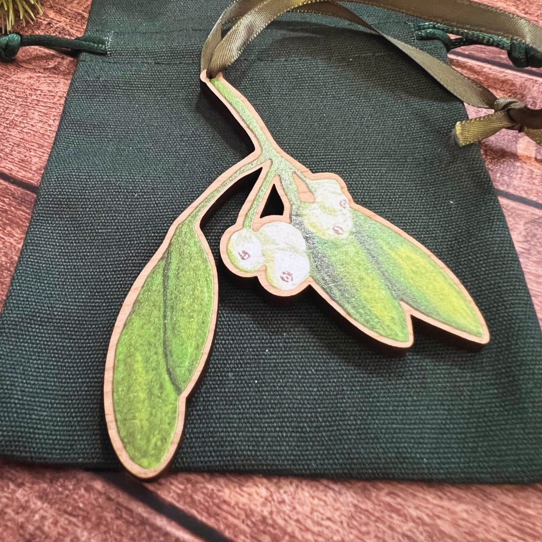 Luxury Handmade Mistletoe Wooden Decoration | Eco-Friendly Christmas Ornament