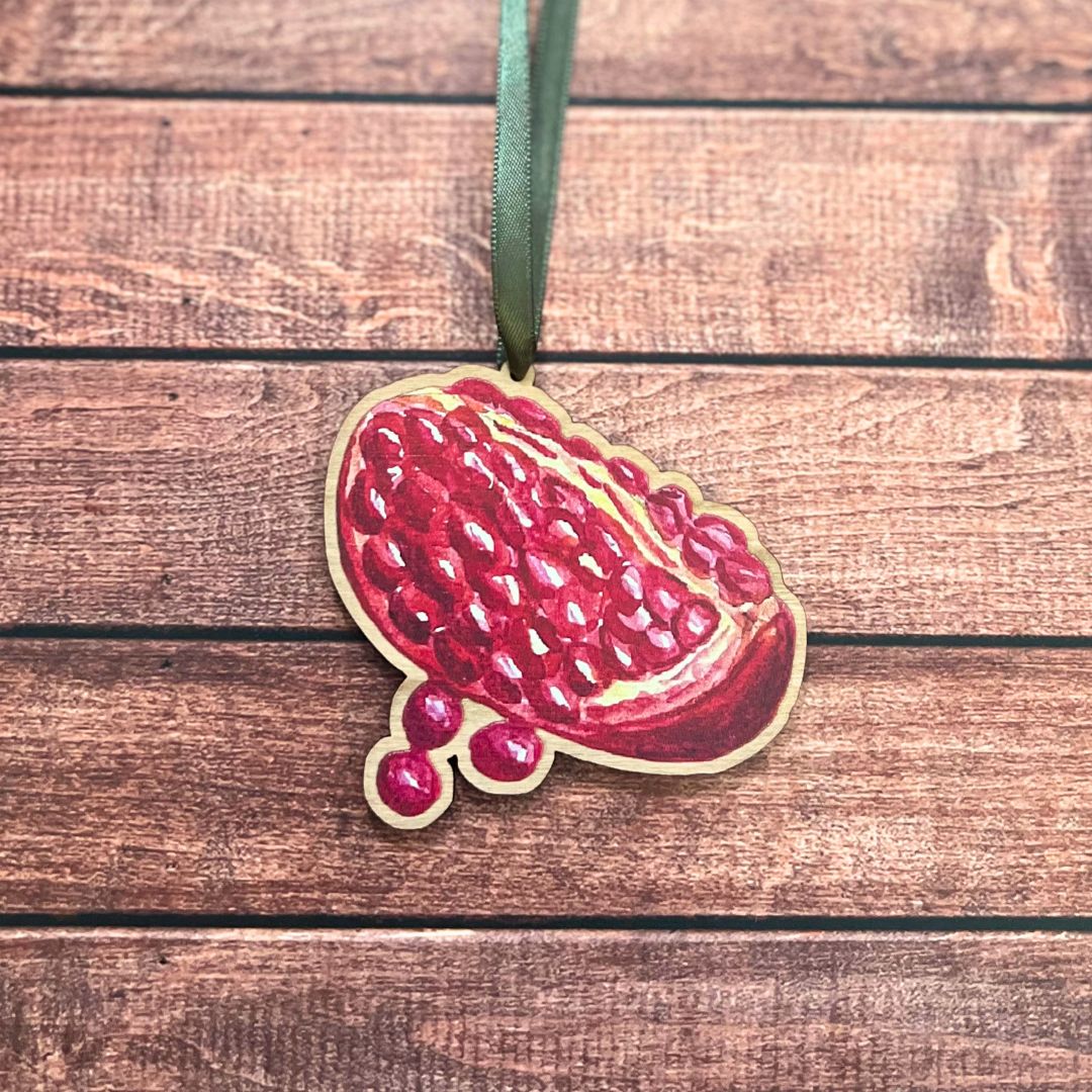 Luxury Handmade Pomegranate Wooden Decoration | Eco-Friendly Christmas Ornament