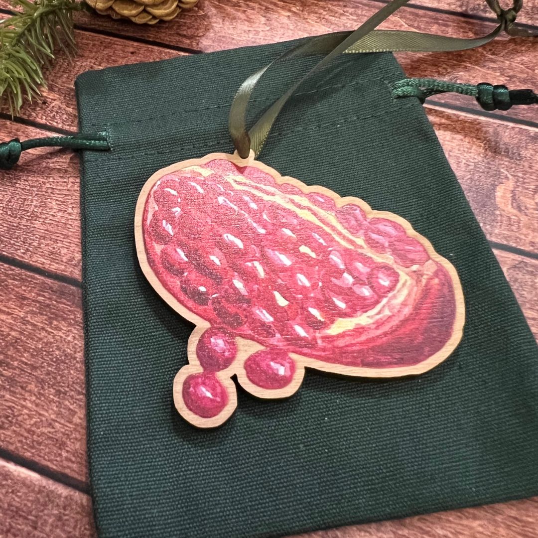Luxury Handmade Pomegranate Wooden Decoration | Eco-Friendly Christmas Ornament