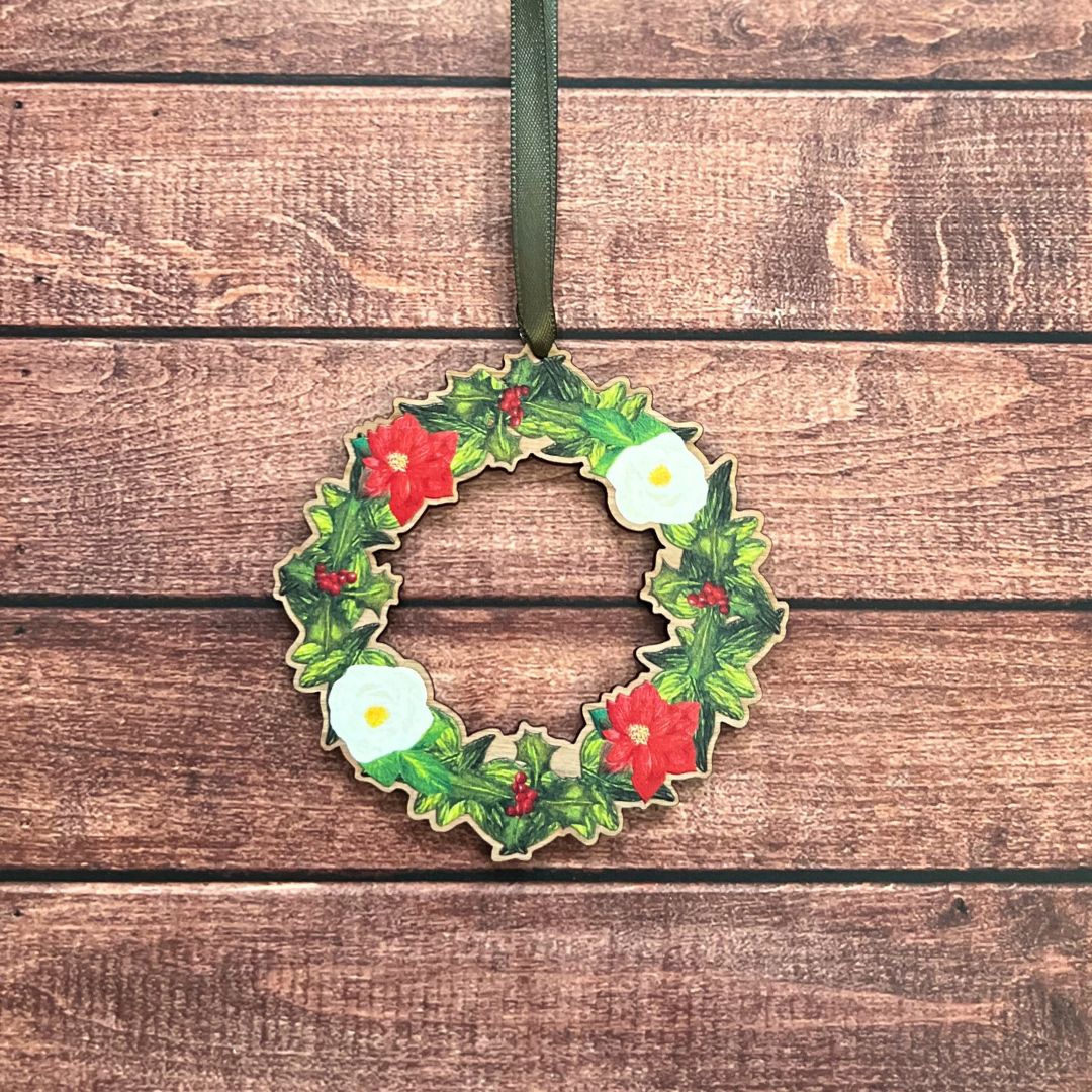 Luxury Winter Wreath Wooden Decoration | Eco-Friendly Handmade Christmas Ornament